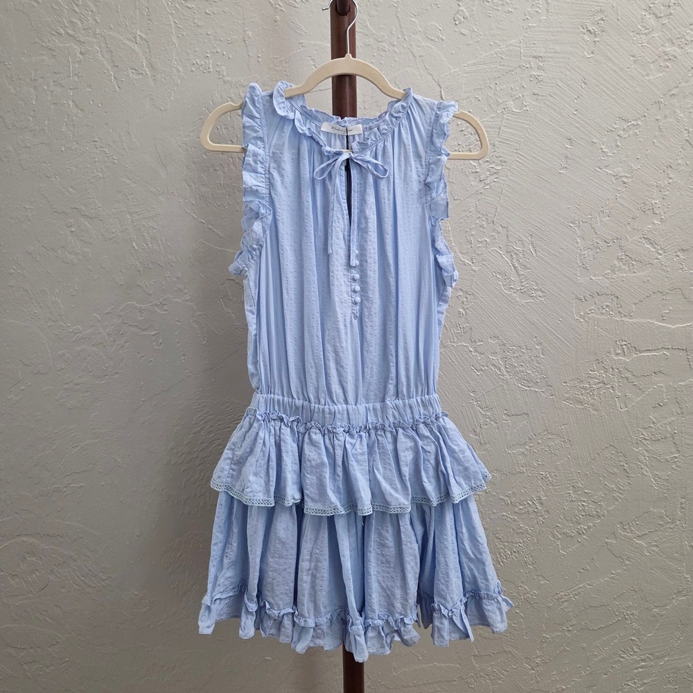 D211. Tie Neck Bow Tiered Ruffle Dress